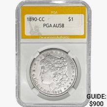 1890-CC Morgan Silver Dollar PGA AU58