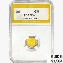 1905 Lewis & Clark Rare Gold Dollar PGA MS63