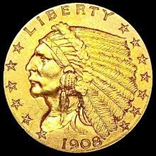 1908 $2.50 Gold Quarter Eagle CLOSELY UNCIRCULATED