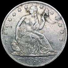 1853-O Arws & Rays Seated Liberty Half Dollar NEARLY UNCIRCULATED