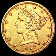 1907-D $5 Gold Half Eagle UNCIRCULATED