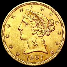 1907-D $5 Gold Half Eagle UNCIRCULATED