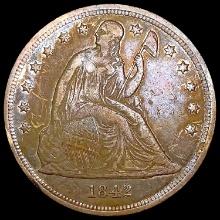 1842 Seated Liberty Dollar NEARLY UNCIRCULATED