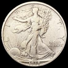 1918-D Walking Liberty Half Dollar NEARLY UNCIRCULATED