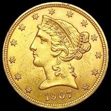 1907-D $5 Gold Half Eagle UNCIRCULATED