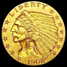 1908 $2.50 Gold Quarter Eagle CLOSELY UNCIRCULATED