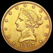 1907-S $10 Gold Eagle CLOSELY UNCIRCULATED