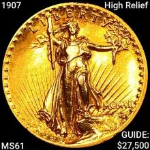 1907 High Relief $20 Gold Double Eagle UNCIRCULATED