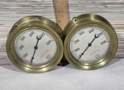 Lot Of 3 Water And Air Pressure Gauges