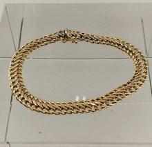 14K Yellow Gold "S" Link 7.5" Bracelet With Locking Push Button Clasp