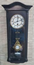 Antique RA Mini Vienna Regulator Ebonized Wood Case Wall Clock