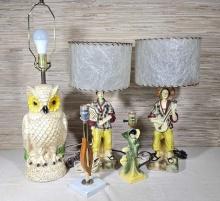 4 Vintage Figural Lamps