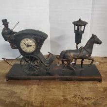 United Metal Co. Horse & Buggy Lamp Clock