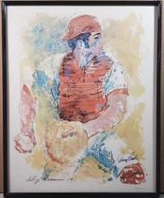 LeRoy Neimam 1971 30" x 24" Poster Print of (and Signed by)Baseball Great Johnny Bench