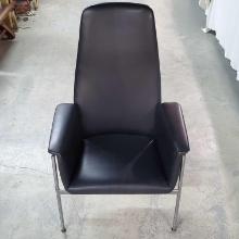Mid Century Modern Black Vinyl & Chrome Arm Chair Must Be Very Rare