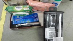 personal care items, bath and body related items box full of various name brands