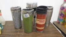 travel cups, 5 tumblers with lids