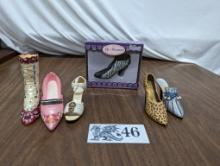 Six Resin Heels, One Boxed, Pink, White, Cheetah, etc