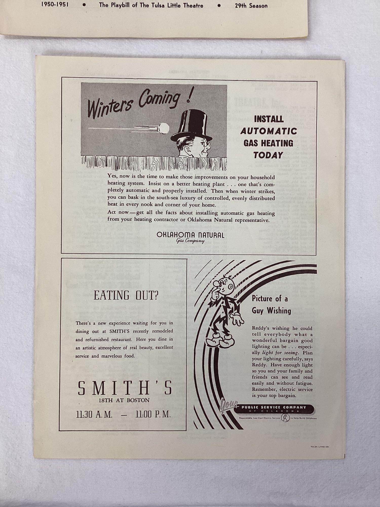 Six 1940's "Little Theater" Tulsa, OK Playbills