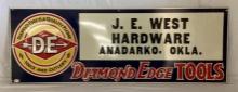 Diamond Edge J.E. West Hardware Tin Sign