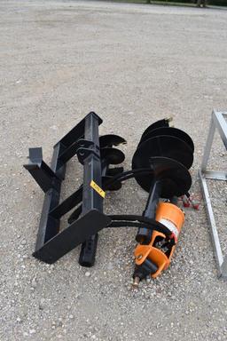 SKID STEER HYDRAULIC POSTHOLE DIGGER W/ 12" AND 18" AUGER
