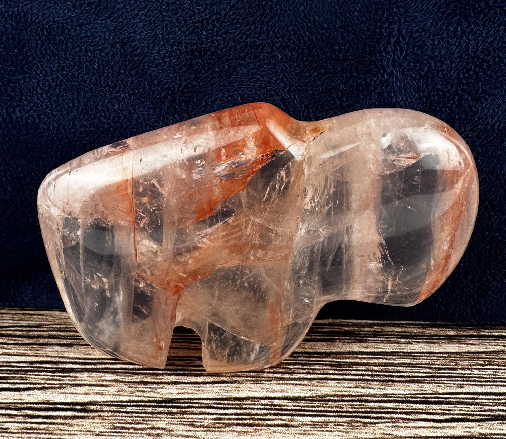 Carved Rose Quartz Buffalo Fetish