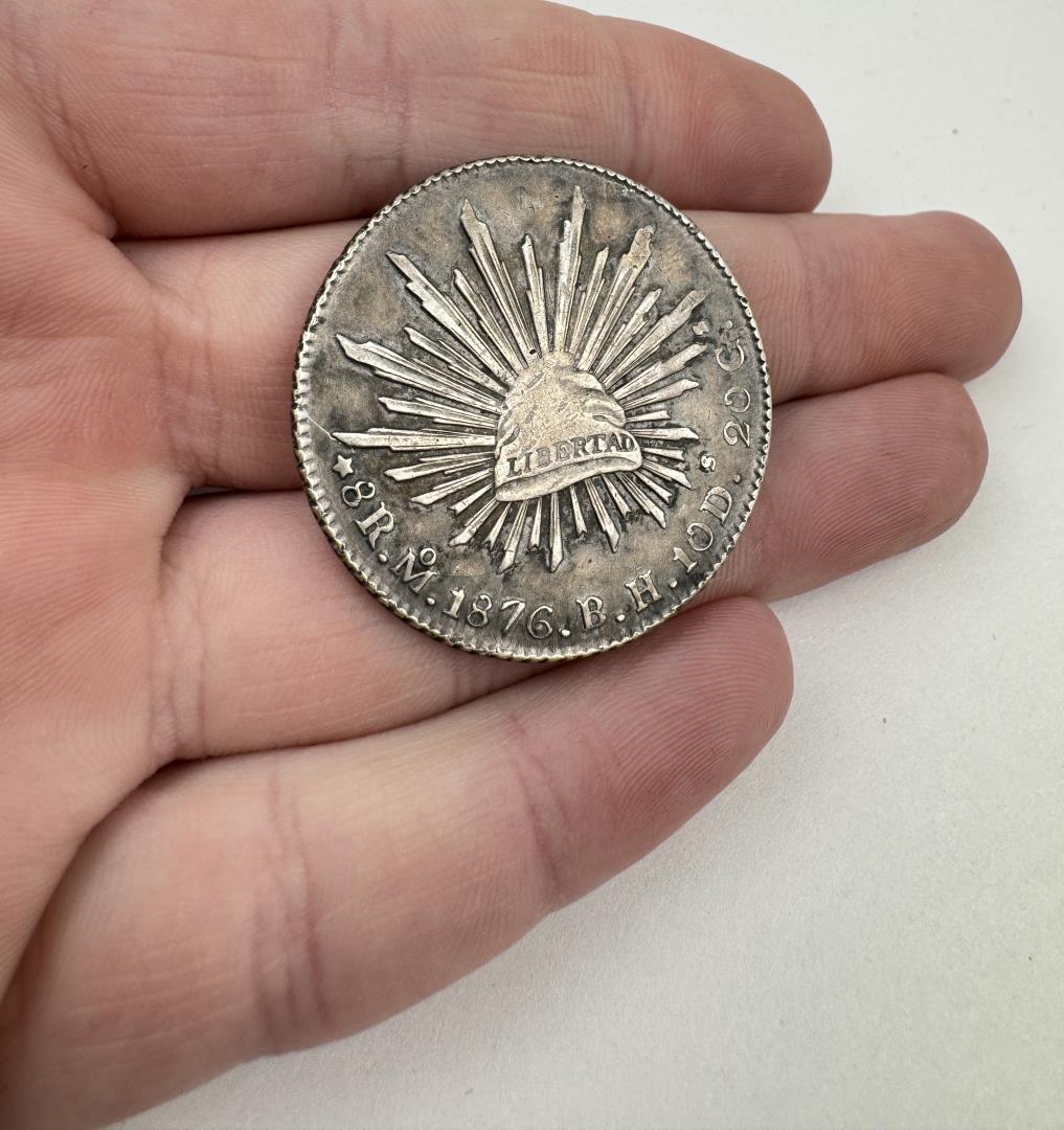 1876 Mexico 8 Reales Silver Coin