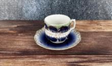 Fresno California Flow Blue Cup and Saucer