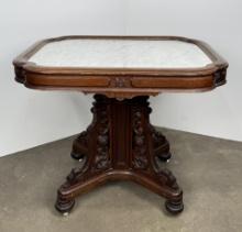 Victorian Eastlake Marble Top Parlor Table