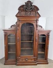 Stunning Victorian Eastlake Walnut Bookcase