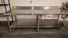 TABLE STAINLESS 96" X 37" WITH BACKSPLASH AND UNDERSHELF