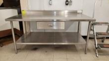 TABLE STAINLESS 72" X 37" WITH BACKSPLASH AND UNDERSHELF