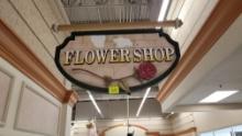 FLOWER SHOP CEILING SIGN DOUBLE SIDED 52" WIDE X 31" TALL