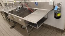 SINK STAINLESS 3 TUB 102" X 37" WITH LEFT AND RIGHT DRAINBOARDS AND OVERSPR