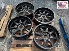 Set of 4 20x9 Uni Lug Black Wheels