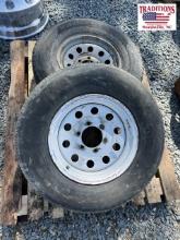2 used trailer, tires and wheels six lug