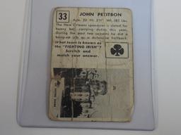 RARE 1951 TOPPS MAGIC #33 JOHN PETITBON ROOKIE CARD NOTRE DAME