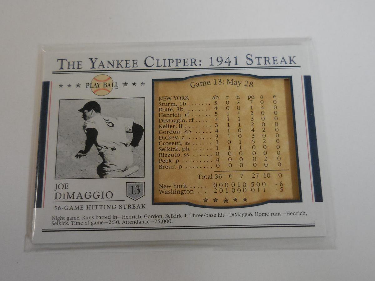 2003 UPPER DECK PLAYBALL JOE DIMAGGIO THE YANKEE CLIPPER 1941 STREAK GAME 13