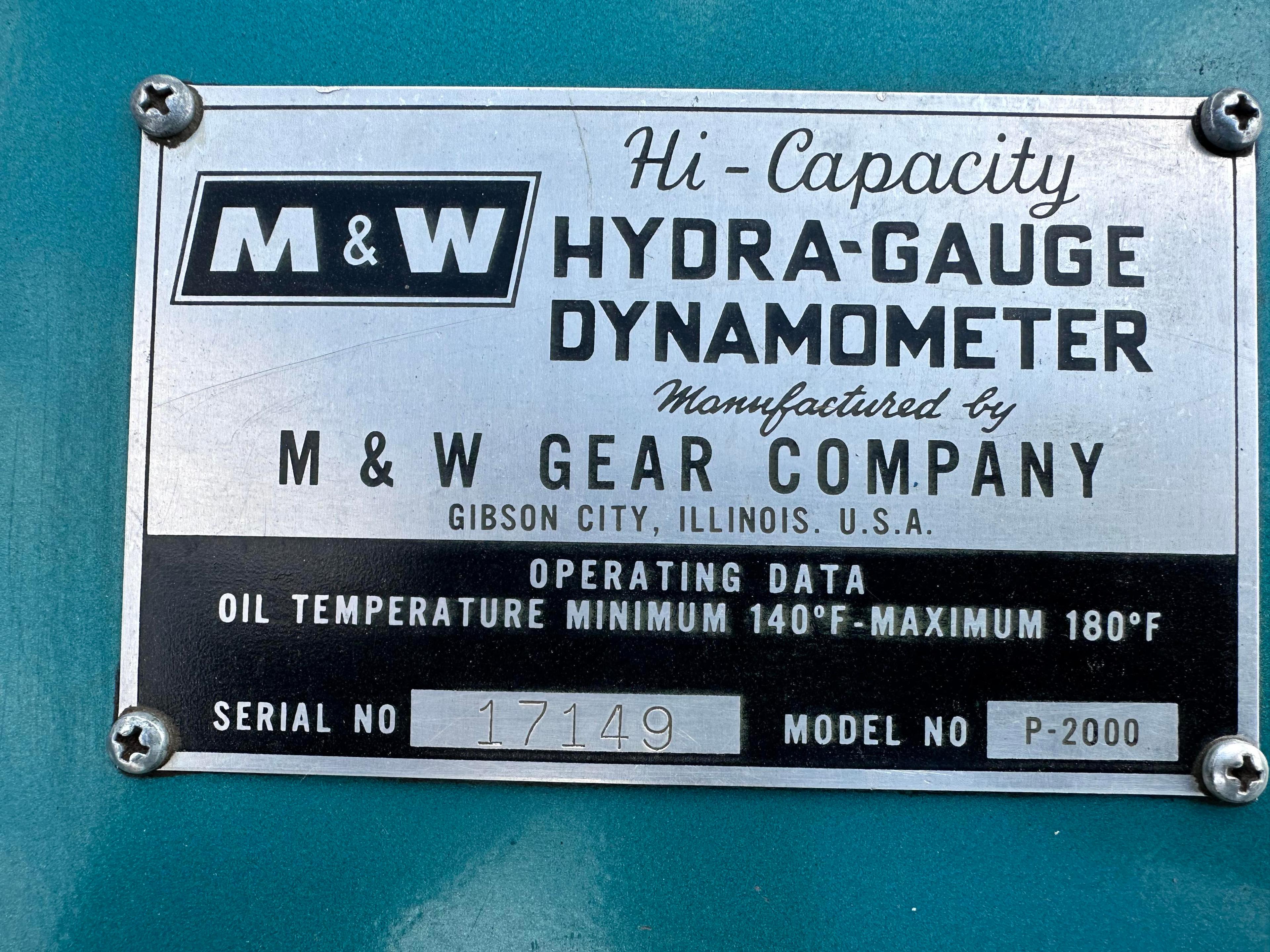 A&W Model P-2000 Pto Dynamometer