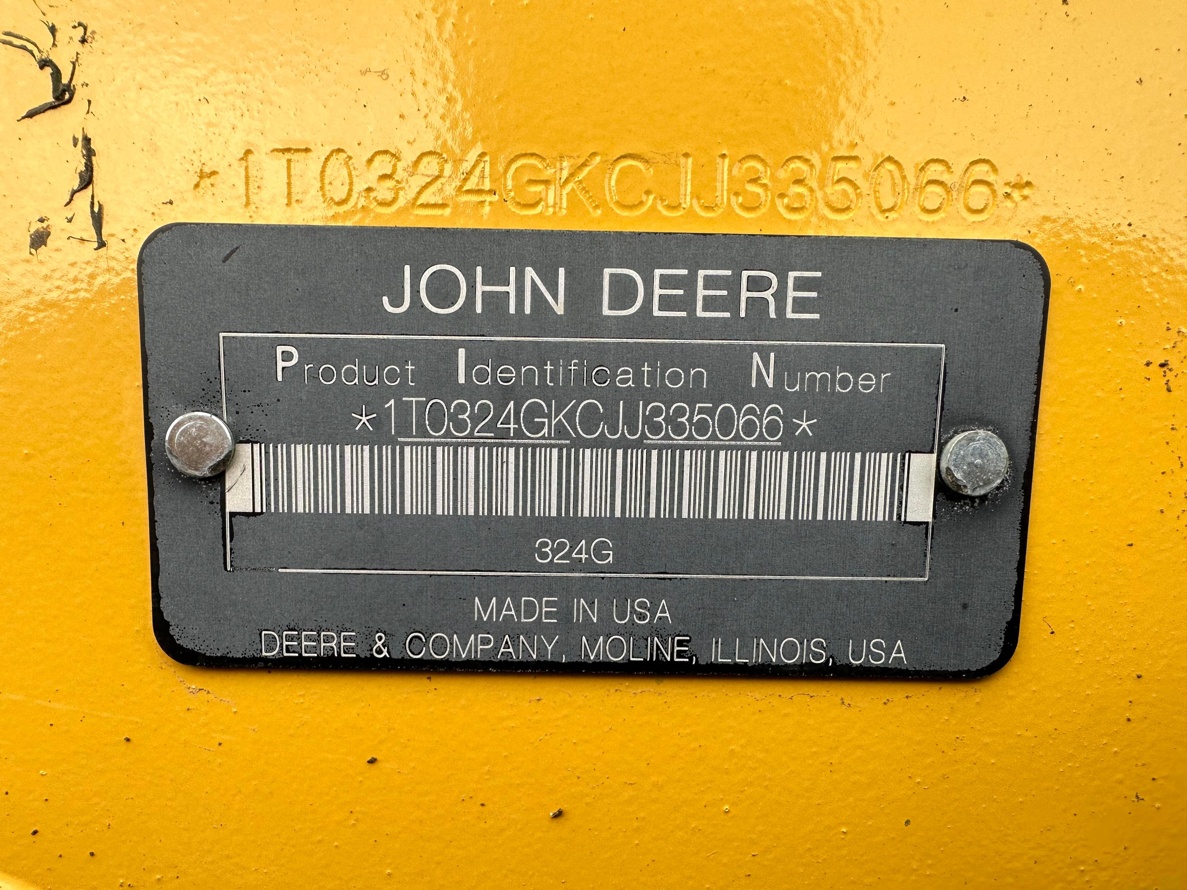 John Deere 324G Skid Steer Loader, 1165 Hours