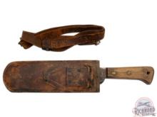 WWII Era USMC Briddell Marine Bolo Knife with Leather Shoulder Strap and Sheath