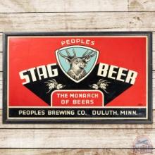 Stag Beer "The Monarch of Beers" Peoples Brewing Co Duluth Minn SS Tin Sign