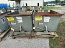 Lot of 2: Hippo Hoppers On Casters, Size: 1 Cubic Yard, Max Capacity 6,500 Lbs