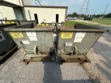Lot of 2: Hippo Hoppers On Casters, Size: 1 Cubic Yard, Max Capacity 6,500 Lbs