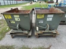 Lot of 2: Hippo Hopper On Casters, Size: 1 Cubic Yard, Max Capacity 6,500 Lbs