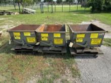 Lot of 3: Hippo Hopper On Casters, Size: 1/4 Cubic Yard, Max Capacity 4000 Lbs