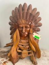 Awesome detailed Wooden Indian, or Native American..Great art work, for collectors, - heavy - 31 inc