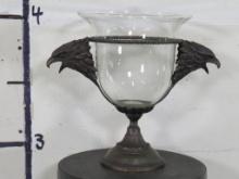 Very Nice & Beautiful Bronze Double Headed Eagle Glass Vase Stand BRONZE ART