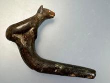 SUPERB 5" Iroquoian Bear Effigy Pipe, Steatite, Found in in Central, New York, Restoration Noted
