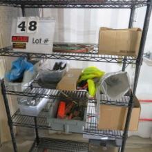 Rack w/Contents:  Craftsman Tool Box, Portable Wireless Barcode Scanner, Allen Wrenches, GE Profile 